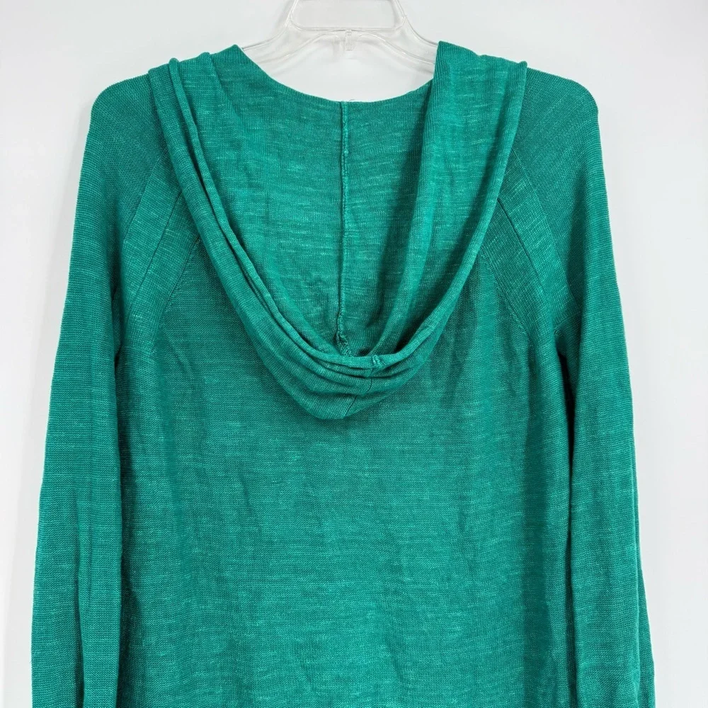 Free People Optimistic Linen Blend Green Hoodie Sweater Size Small Long Sleeves